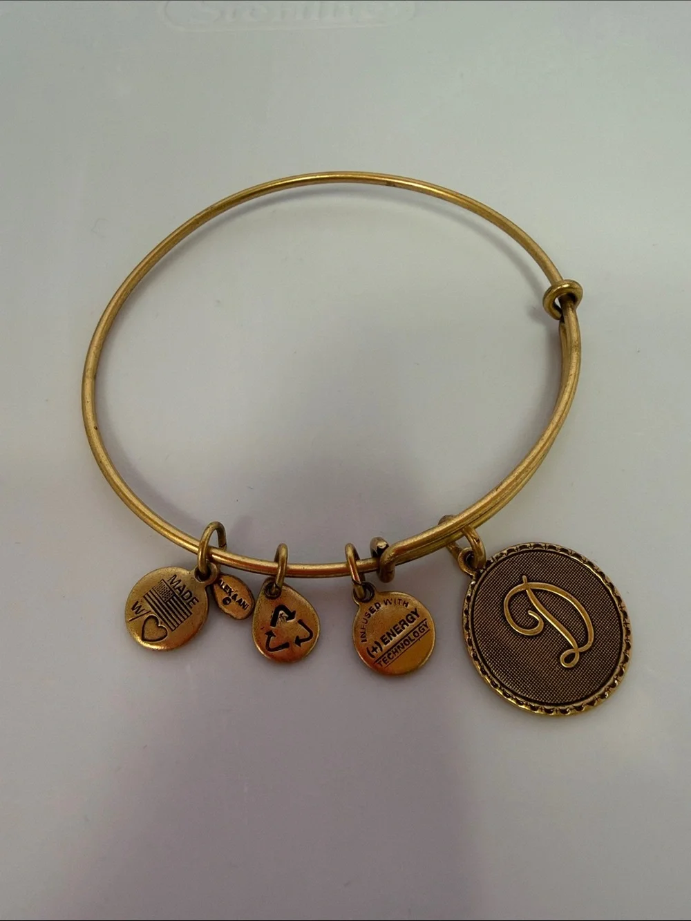 Alex and Ani Gold Initial D Charm Bangle with Coordinating Charms